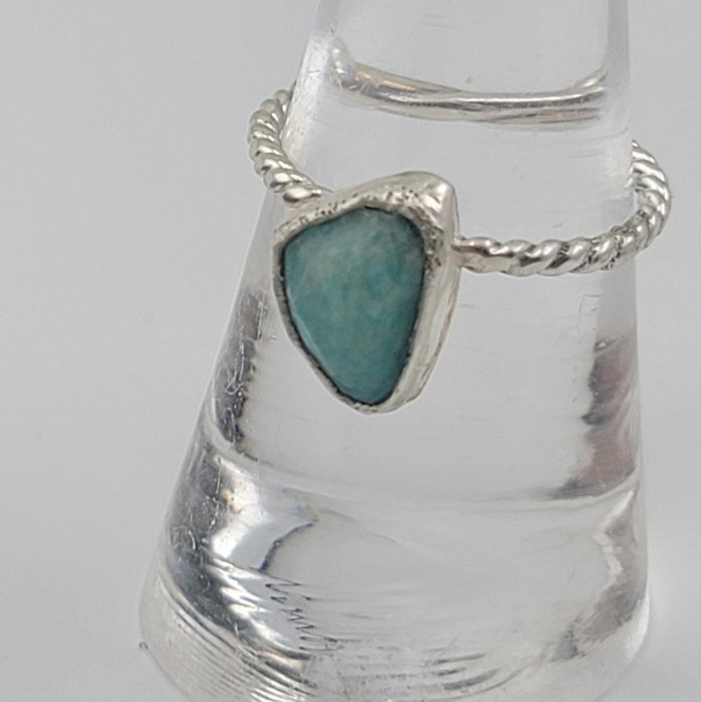 AMAZONITE RING HANDMADE IN STERLING SILVER METAL SIZE 7.5 - Picture 2 of 6